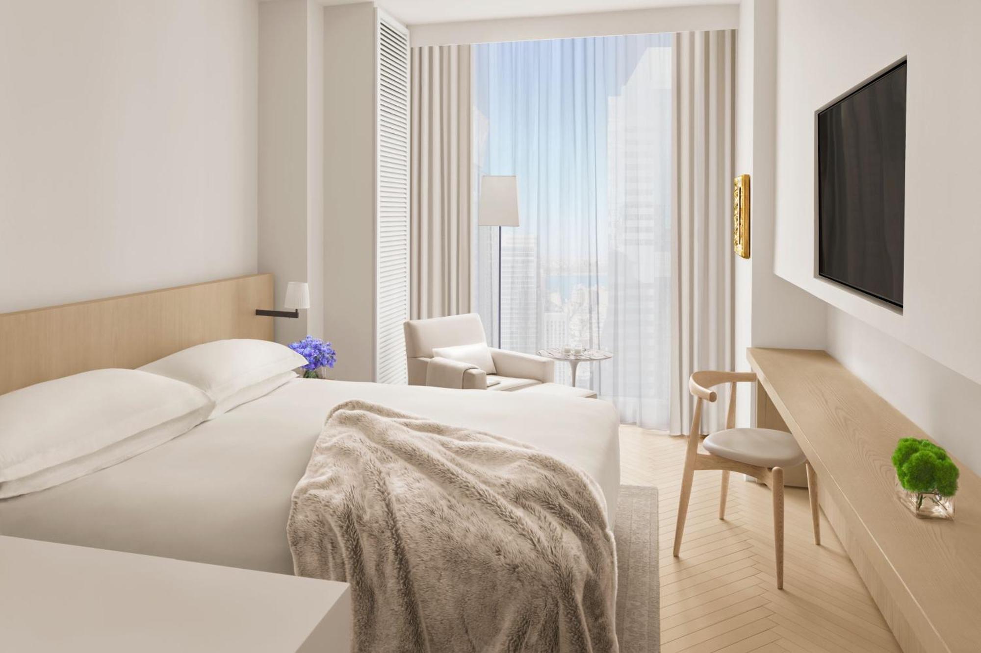 Chambre Lit King-Size Deluxe pour Personnes à Mobilité Réduite avec Douche Accessible en Fauteuil Roulant - Vue sur Ville